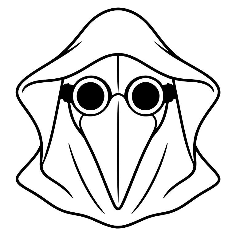 Plague Doctor In Draped Hood With Round Goggles — free characters SVG cut file