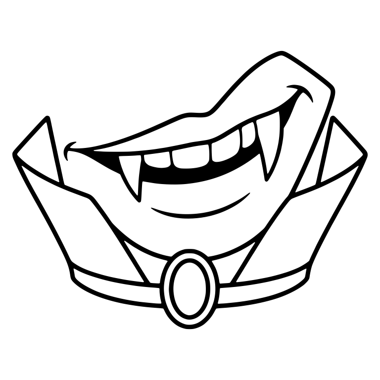 Smiling Vampire Lips With Collar and Oval Brooch — free fantasy-creature SVG cut file