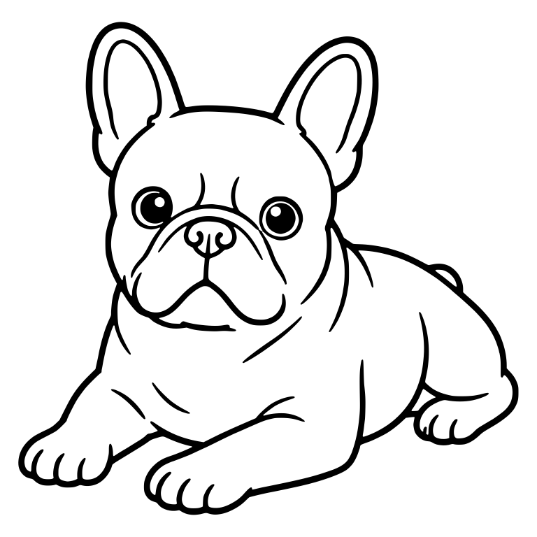 Adult French Bulldog Lying Down Facing Forward — free animal SVG cut file