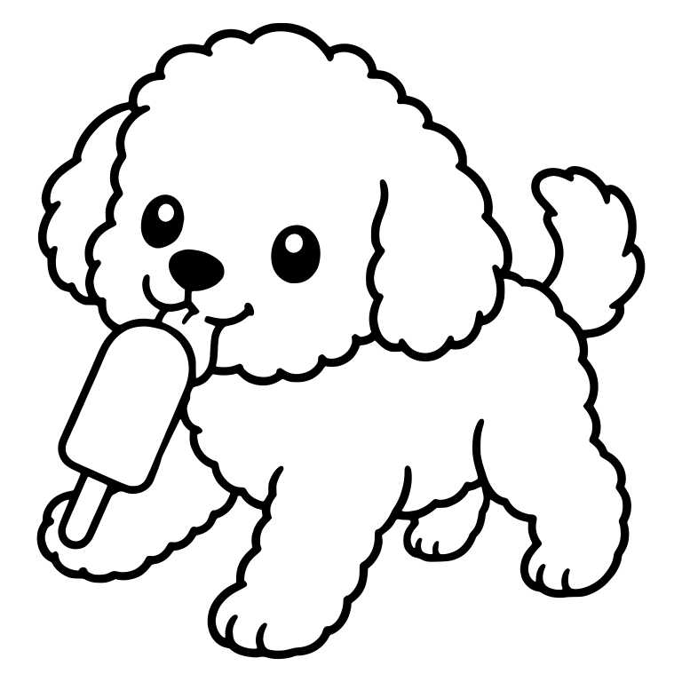 Curly Puppy Licking a Popsicle — free animal SVG cut file