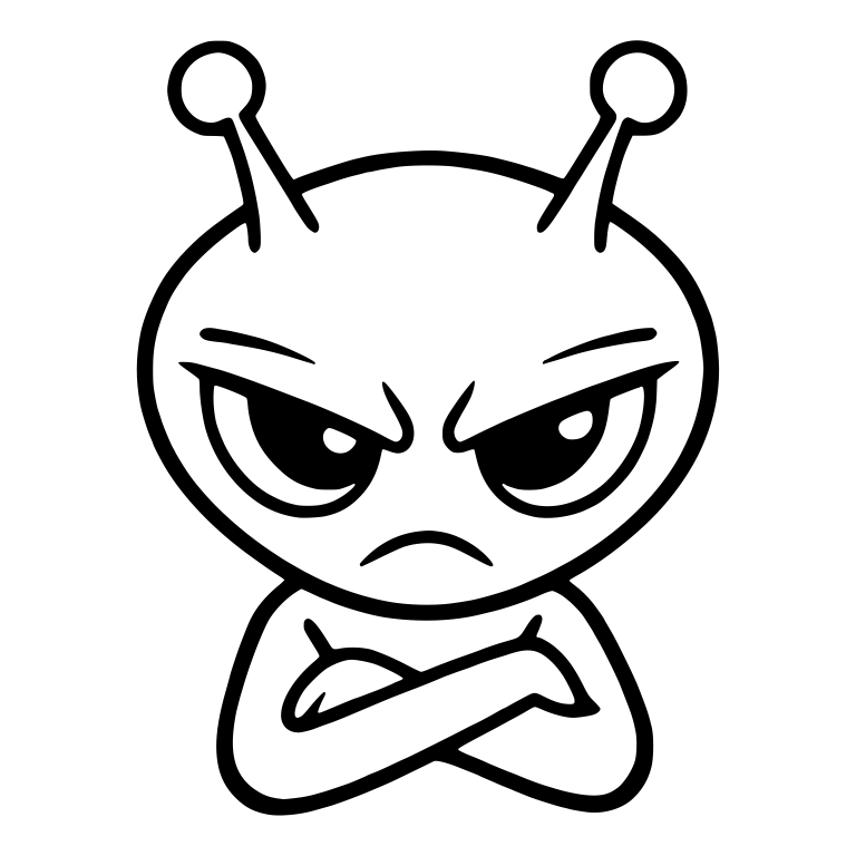 Grumpy Alien With Raised Brow Lines and Crossed Arms — free fantasy-creature SVG cut file