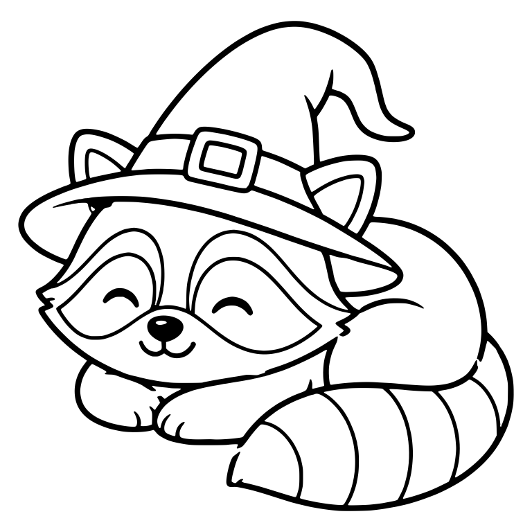 Sleeping Raccoon Curled Up in a Witch Hat — free animal SVG cut file