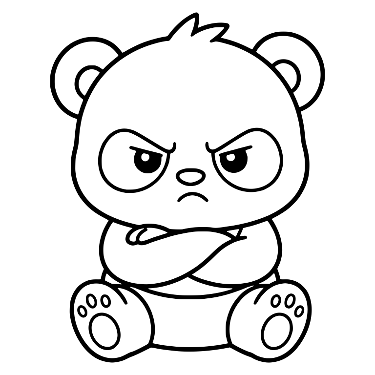 Angry Panda Cub Sitting with Arms Crossed — free animal SVG cut file