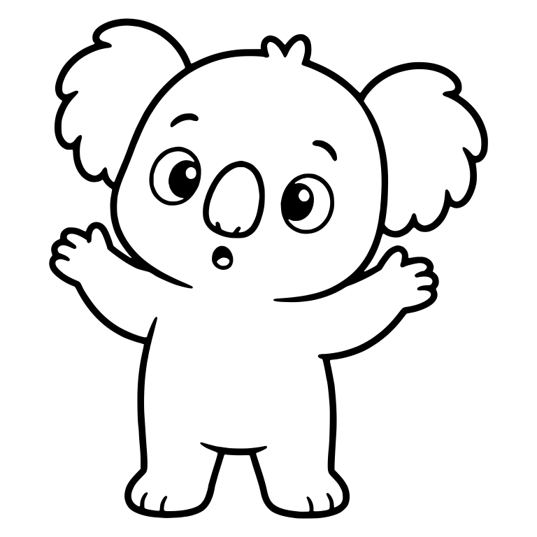 Koala Standing with Arms Out and Surprised Mouth — free animal SVG cut file