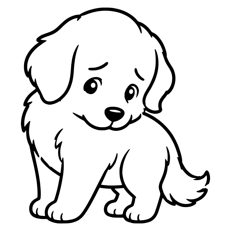 Shy Golden Retriever Puppy Standing Looking Sideways — free animal SVG cut file