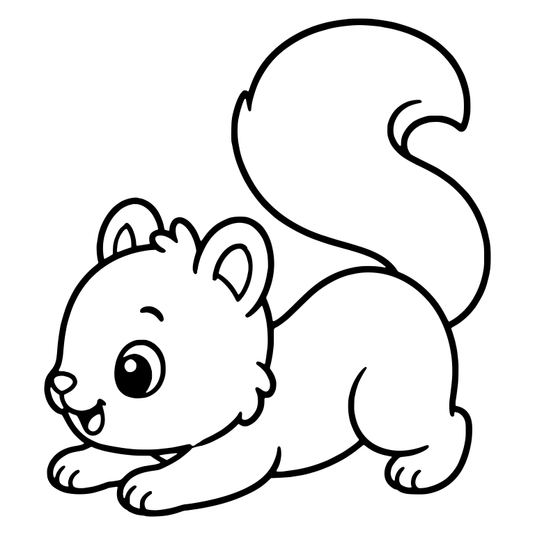 Playful Squirrel Crouching with Big S-Curve Tail — free animal SVG cut file