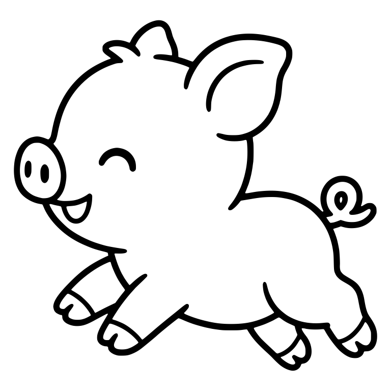 Happy Running Piglet With Curly Tail — free animal SVG cut file