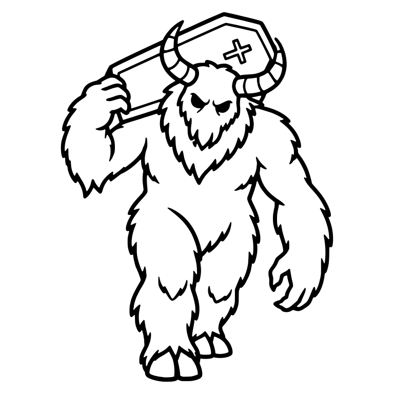 Horned Furry Monster Carrying a Coffin on One Shoulder — free fantasy-creature SVG cut file