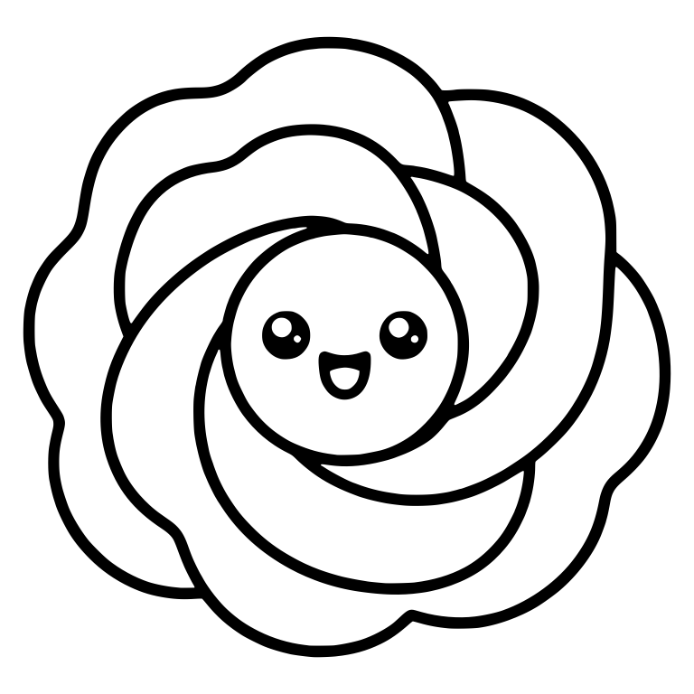 Layered Ruffled Swirl Flower With Happy Face — free floral SVG cut file