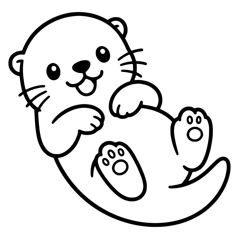 Smiling Otter Floating Belly Up With Open Mouth — free animal SVG cut file