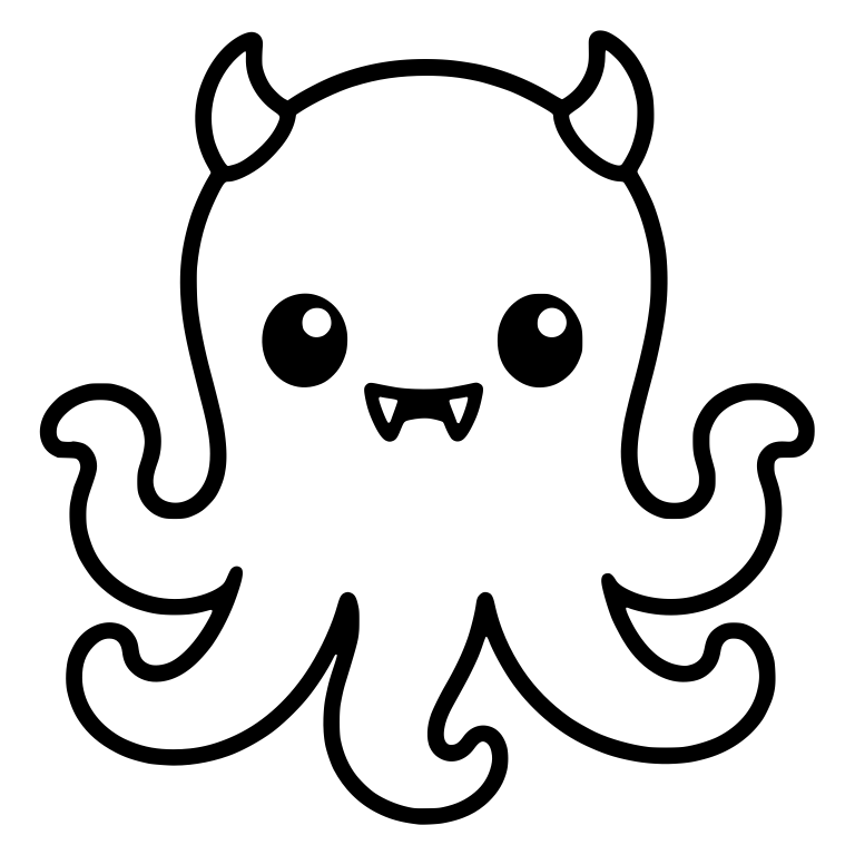 Little Horned Tentacle Monster With Two Small Fangs — free fantasy-creature SVG cut file
