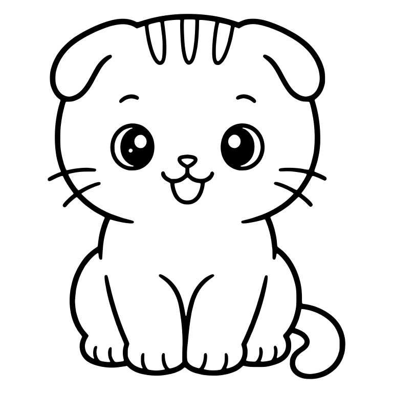 Scottish Fold Kitten Sitting With Open Mouth Smile — free animal SVG cut file