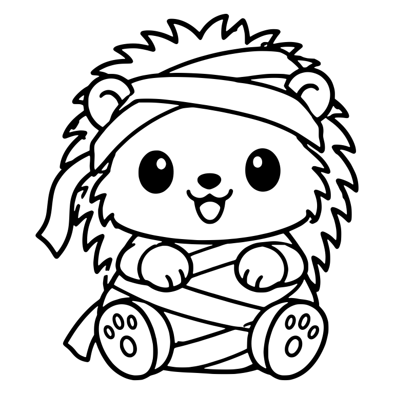 Smiling Hedgehog in Mummy Wraps and Headband — free animal SVG cut file