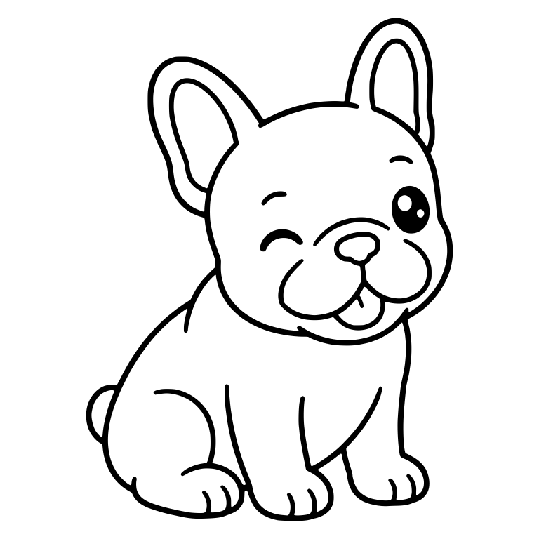 Winking French Bulldog Sitting Side View Tongue Out — free animal SVG cut file