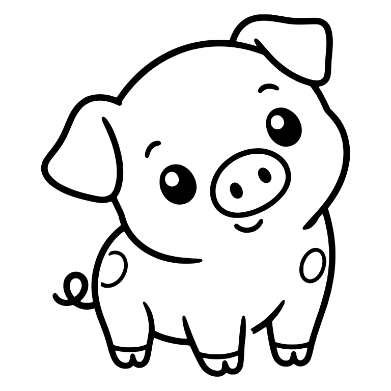 Head-Tilted Standing Piglet With Body Spots — free animal SVG cut file