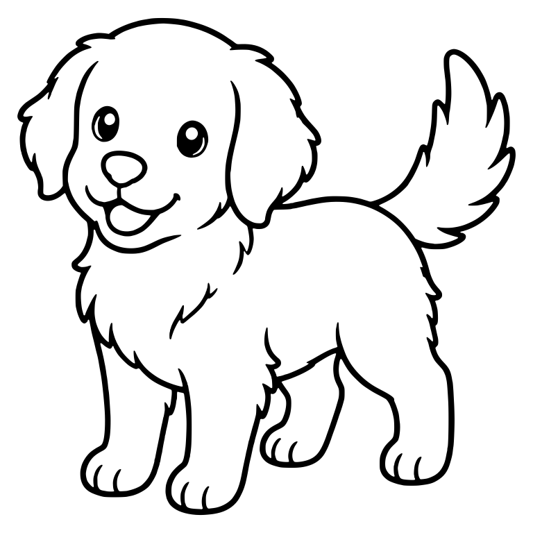 Standing Golden Retriever Puppy with Outlined Nose — free animal SVG cut file