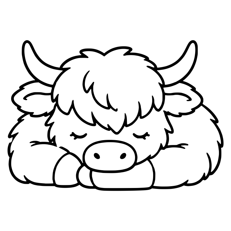 Napping Highland Cow Chin Resting on Front Paws — free animal SVG cut file