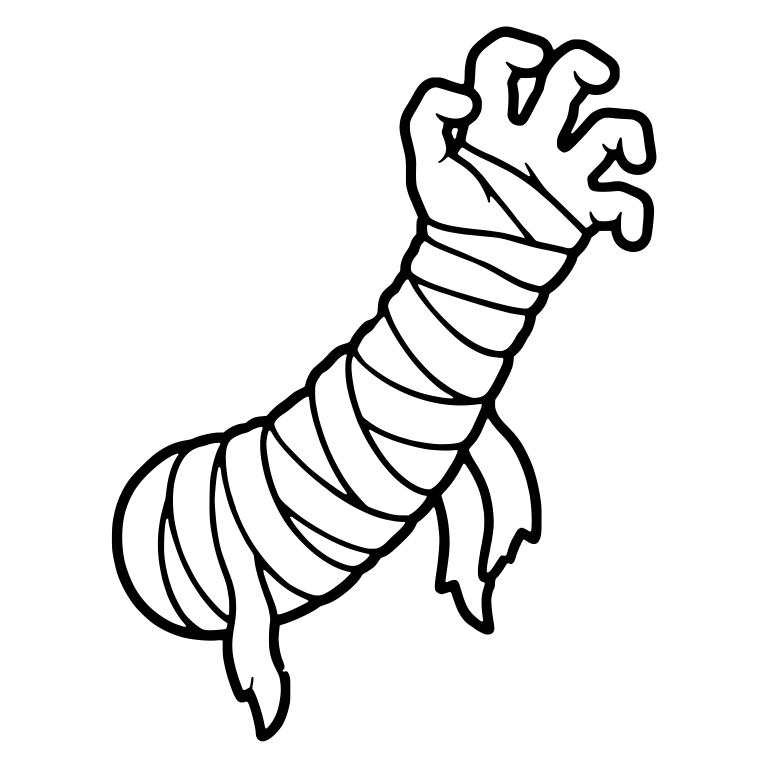 Mummy Arm Rising With Clawed Hand and Frayed Wraps — free fantasy-creature SVG cut file