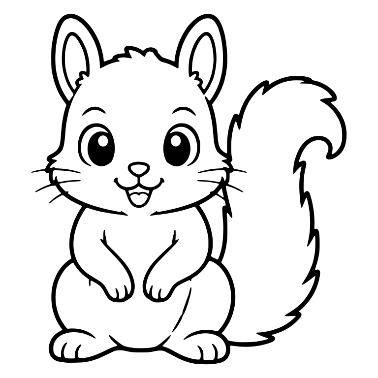Smiling Squirrel Sitting with Round Ears and Whiskers — free animal SVG cut file