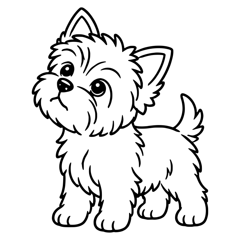 Standing Yorkie Puppy Looking Up With Head Tilt — free animal SVG cut file