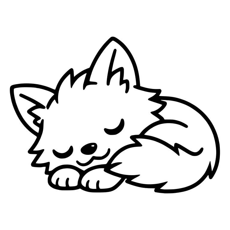 Curled Up Sleeping Wolf Pup With Tail Wrapped — free animal SVG cut file