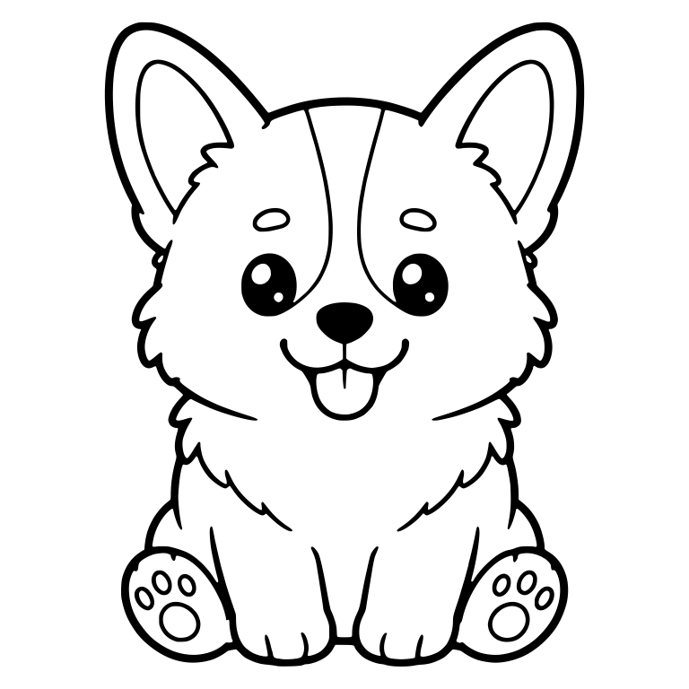 Sitting Corgi Puppy With Big Sparkly Eyes and Tongue Out — free animal SVG cut file
