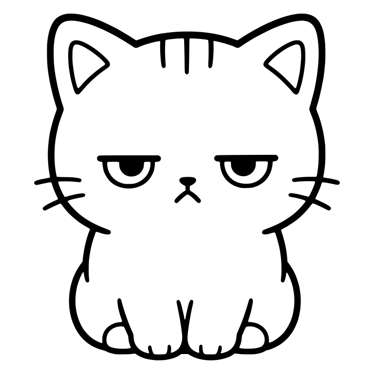 Deadpan Kitten Sitting With Paws Together — free animal SVG cut file
