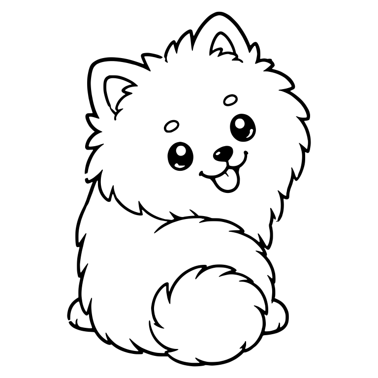 Pomeranian Sitting and Looking Back Over Its Shoulder — free animal SVG cut file