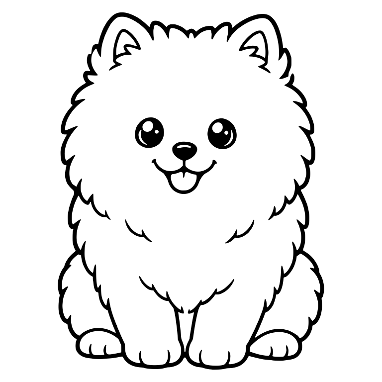 Sitting Pomeranian Front View With Glossy Eyes — free animal SVG cut file
