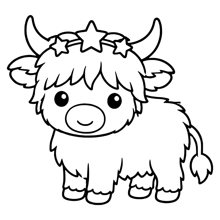 Standing Highland Cow Wearing a Star Crown — free animal SVG cut file