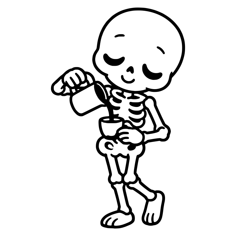 Skeleton Pouring Espresso into a Small Cup — free skeleton SVG cut file