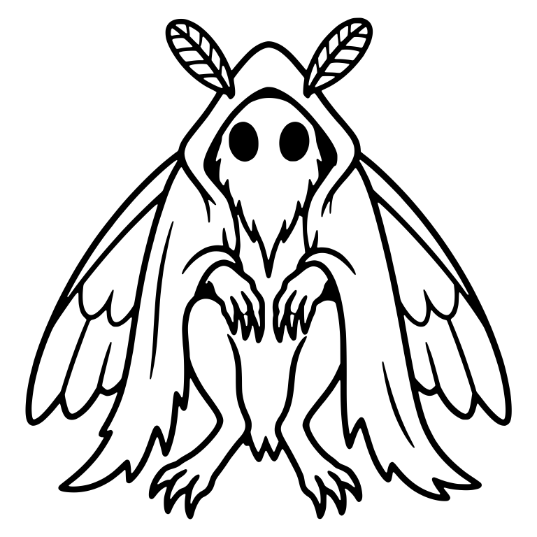 Hooded Mothman Crouching With Wings Spread — free fantasy-creature SVG cut file