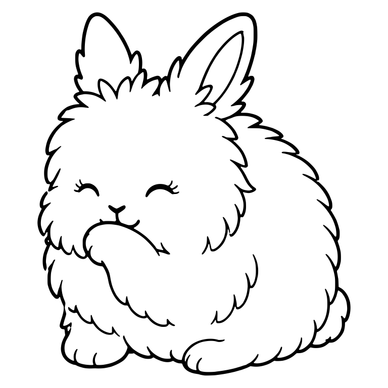 Sleepy Angora Bunny With Paw Raised To Mouth — free animal SVG cut file