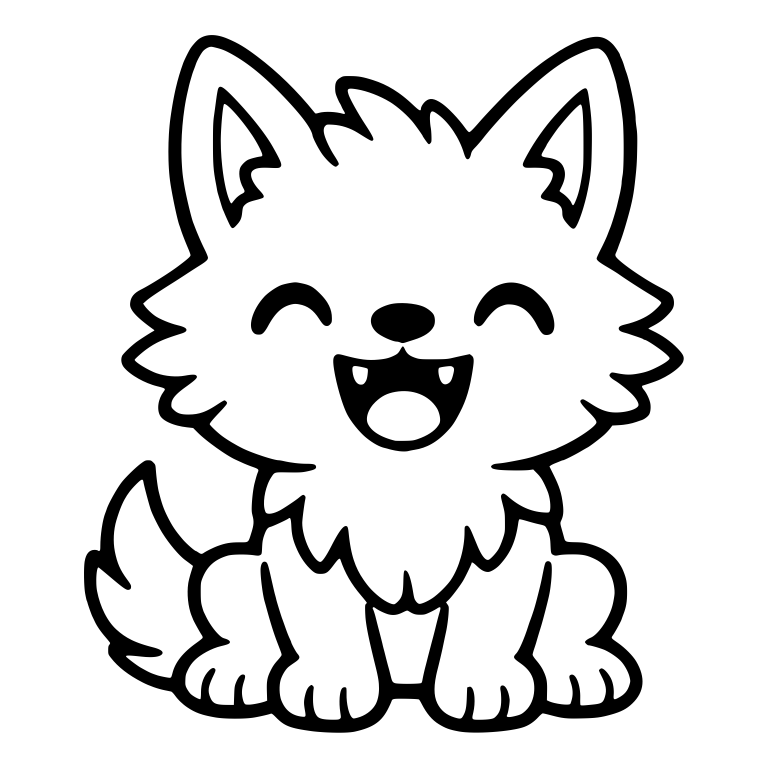 Laughing Wolf Pup With Open Mouth and Inner Ears — free animal SVG cut file