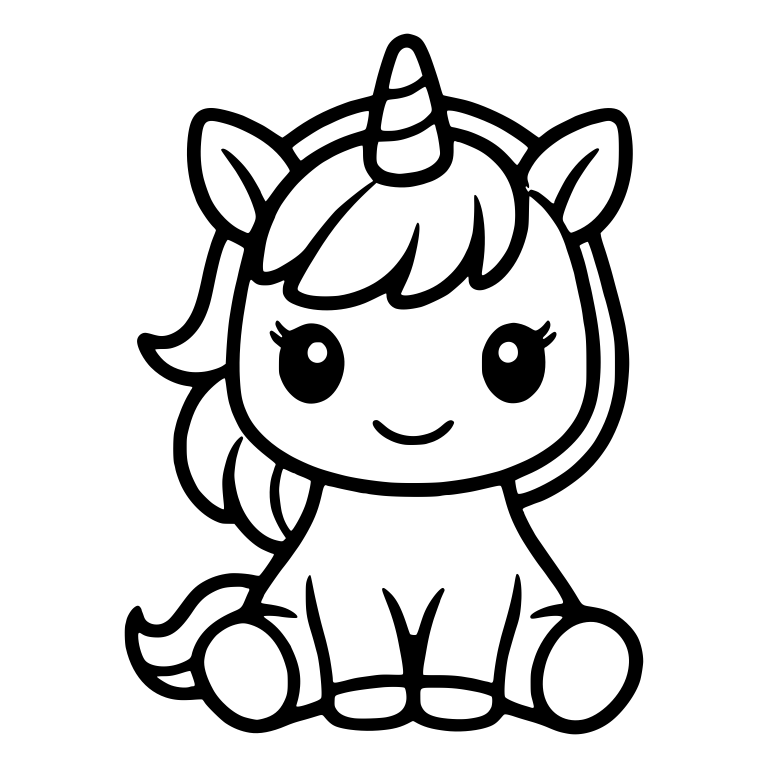 Baby Unicorn With Eyelashes, Bangs and Left Flowing Mane — free fantasy-creature SVG cut file