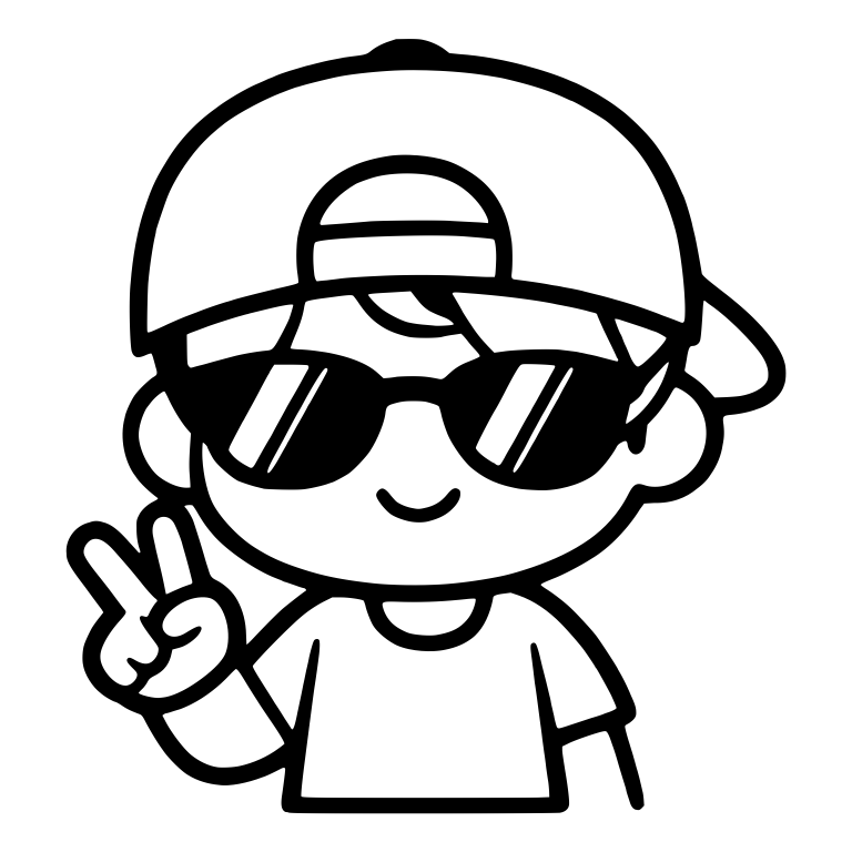 Cool Kid in Backward Cap and Sunglasses with Peace Sign — free characters SVG cut file
