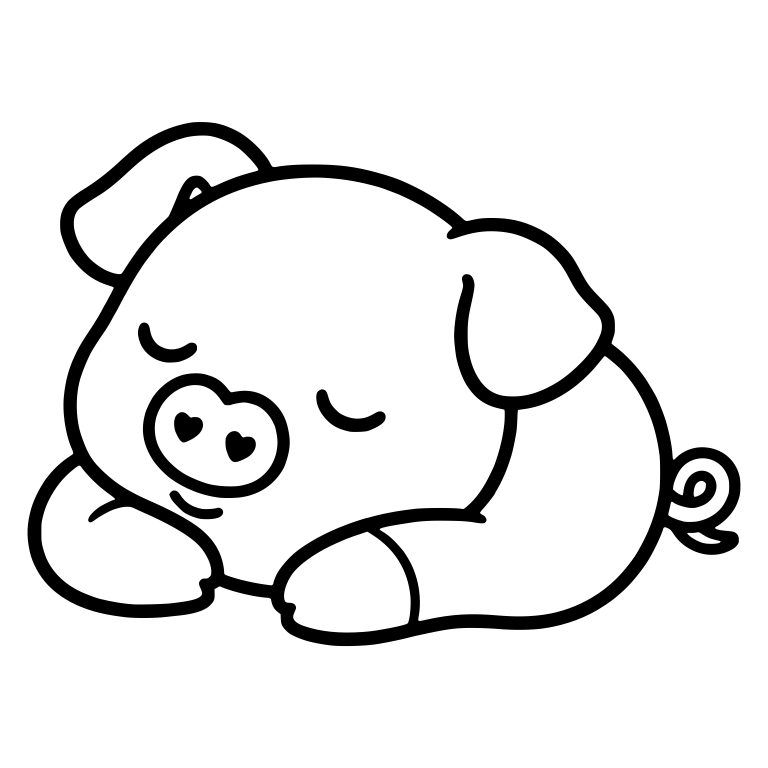 Sleeping Piglet With Heart Shaped Nostrils — free animal SVG cut file