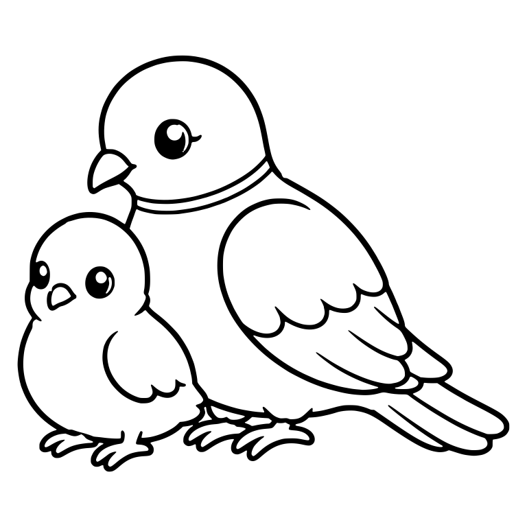 Mother Dove With Small Chick Tucked Against Her Side — free animal SVG cut file