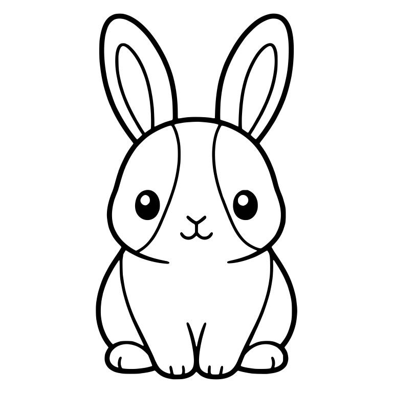 Kawaii Dutch Bunny Sitting Front View With Cheek Patches — free animal SVG cut file