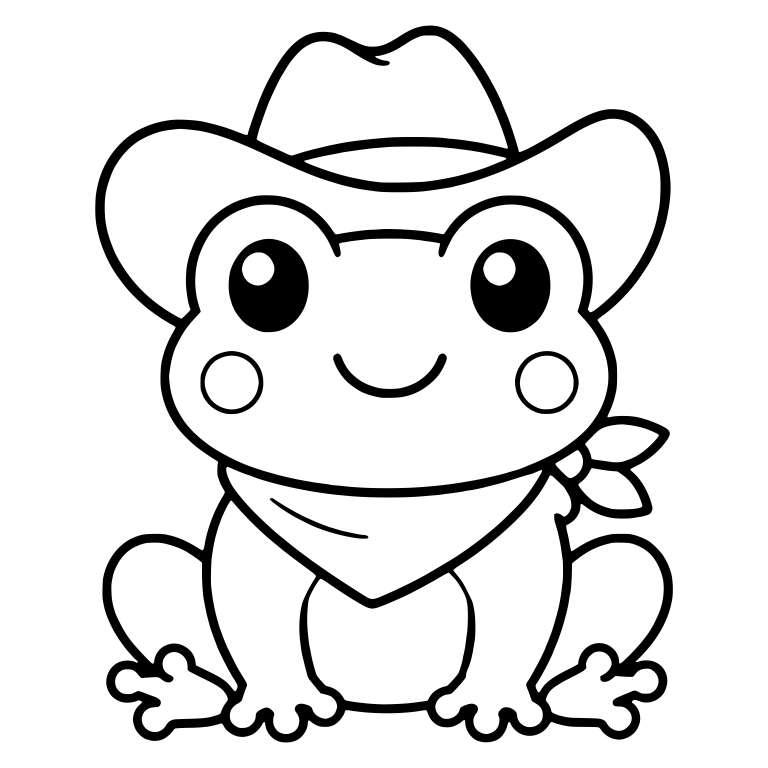 Cowboy Frog Seated With Wide Hat and Round Belly — free animal SVG cut file
