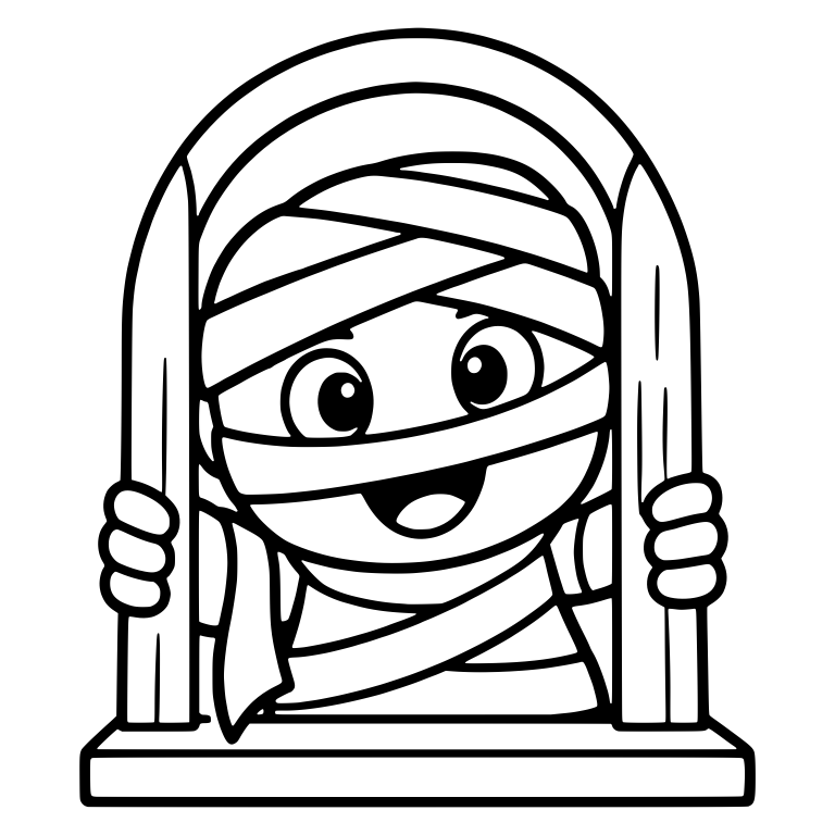 Mummy Peeking Over Arched Window Sill — free fantasy-creature SVG cut file