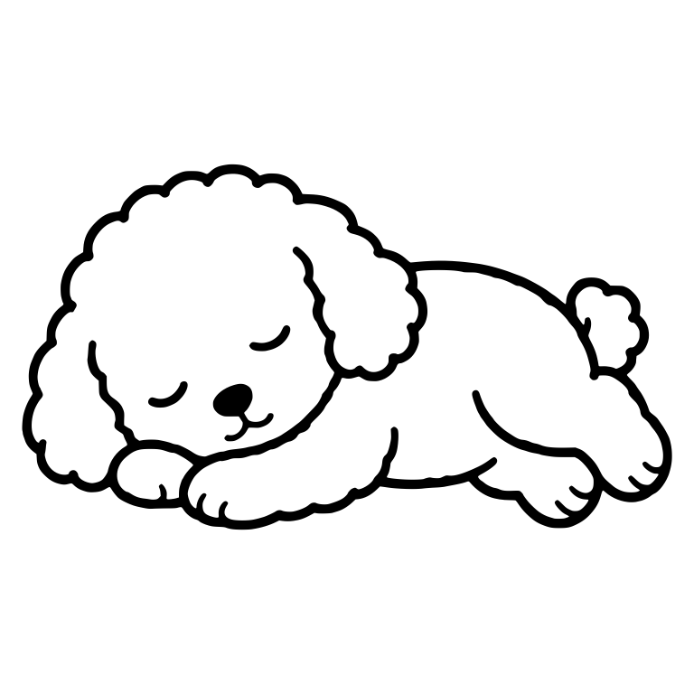 Sleepy Toy Poodle Puppy Napping With Back Legs Stretched — free animal SVG cut file