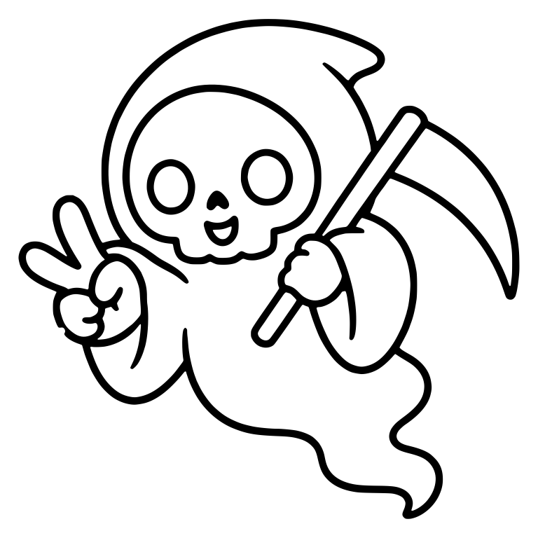 Floating Grim Reaper with Scythe Giving Peace Sign — free characters SVG cut file