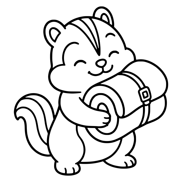 Chipmunk Hugging Rolled Sleeping Bag with Buckle Strap — free animal SVG cut file