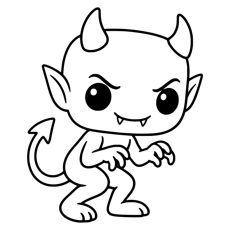 Angry Little Imp Crouching with Fangs and Horns — free fantasy-creature SVG cut file