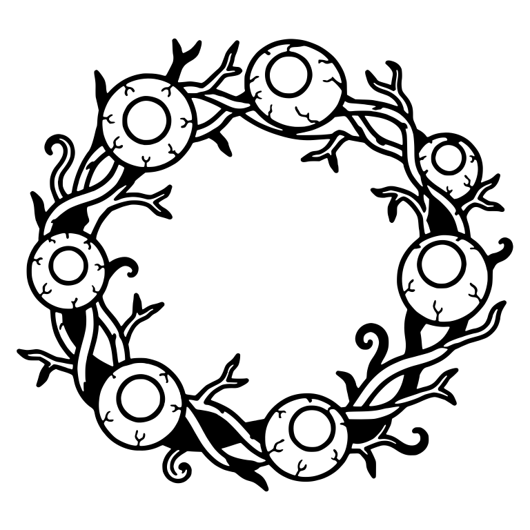Twisted Branch Wreath with Seven Eyeballs — free objects SVG cut file