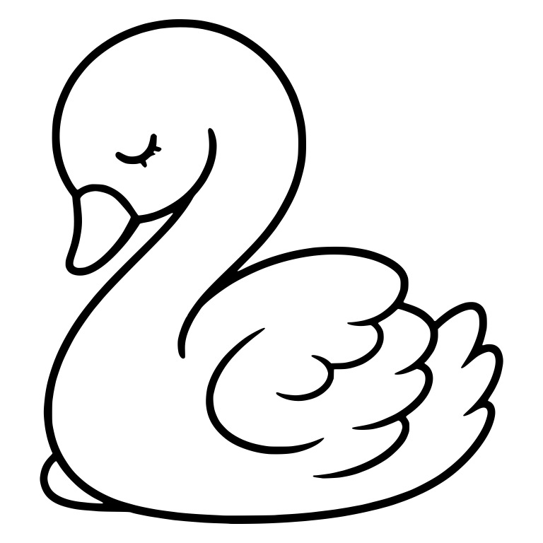 Kawaii Sleepy Swan With Round Head and Folded Wing — free animal SVG cut file