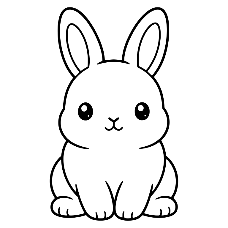 Sitting Bunny With Tall Ears and Round Shiny Eyes — free animal SVG cut file