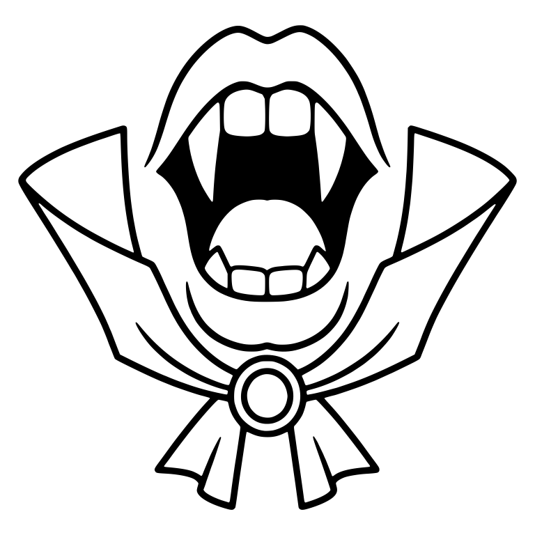 Vampire Mouth With Round Brooch and Ribbon Collar — free fantasy-creature SVG cut file