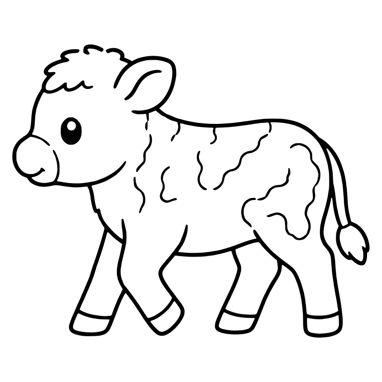 Walking Calf With Wavy Patch Lines Side View — free animal SVG cut file